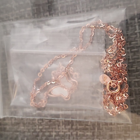 WDM Butterfly Pendant Sterling 925 White Gold Plated Adjustable Chain with CZ - Picture 6 of 9